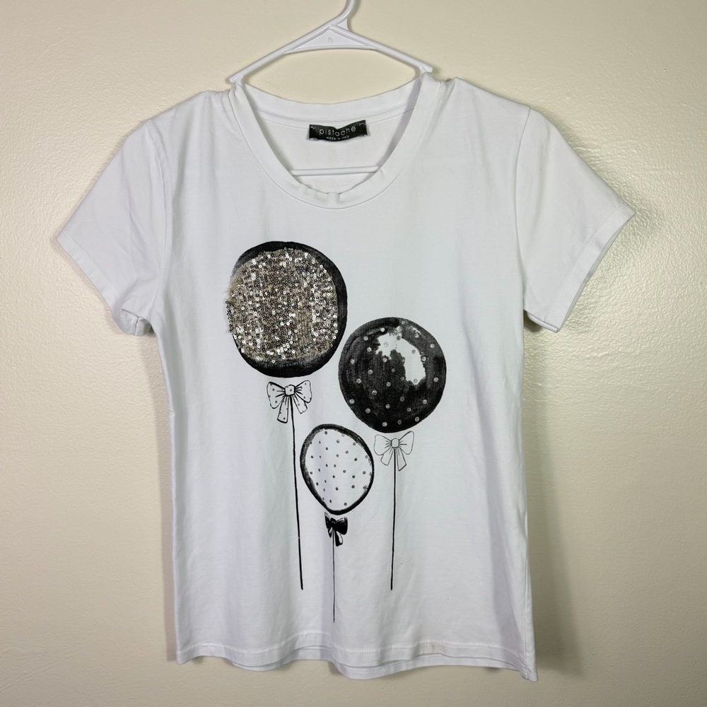 Pistache sequin-embellished balloons Graphic Tee - Picture 1 of 4